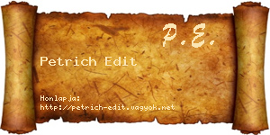 Petrich Edit névjegykártya